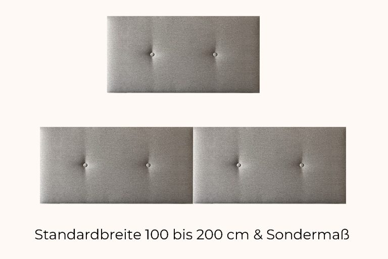 Kopfteile in verschiedenen Größen und individuellen Maßen Kopfteile in verschiedenen Größen und individuellen Maßen, mit gepolstertem Design.