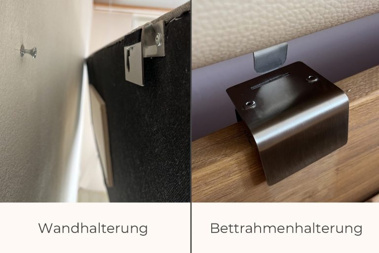 Montagemöglichkeiten: Wandhalterung & Bettrahmenhalterung. Montagemöglichkeiten: Wandhalterung & Bettrahmenhalterung.